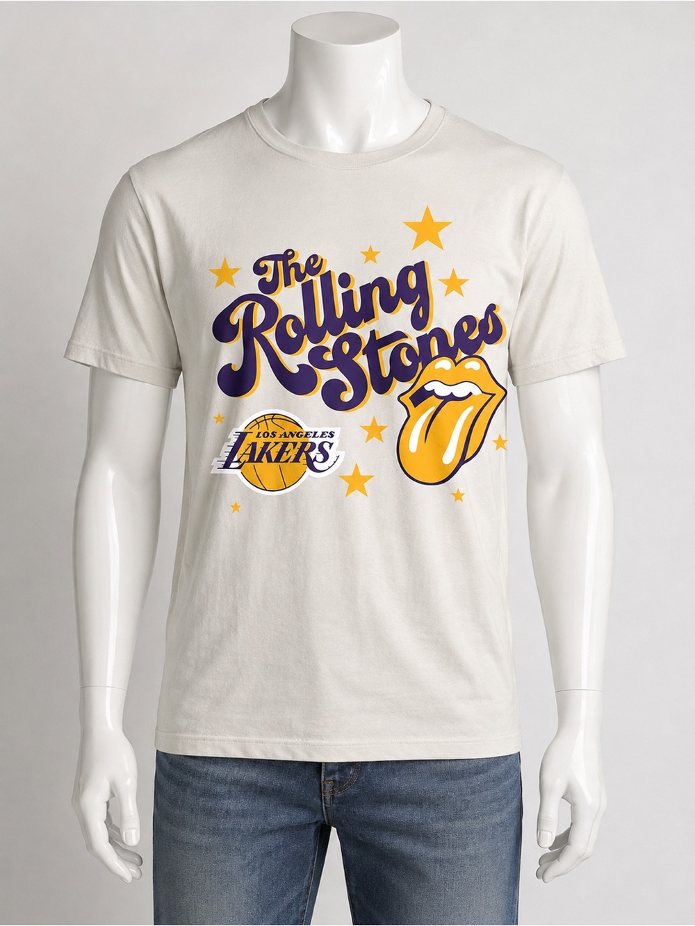 LA Lakers x Rolling Stones White Short-Sleeve Graphic Tee Men’s 3XL NWT